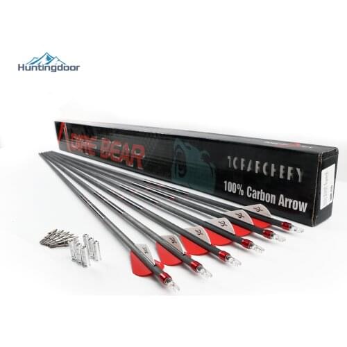 Profession Pure Carbon Arrow Competition Supplies 6PCS Length 82cm Spine 300/350/400 for Hunting Archery for Compound