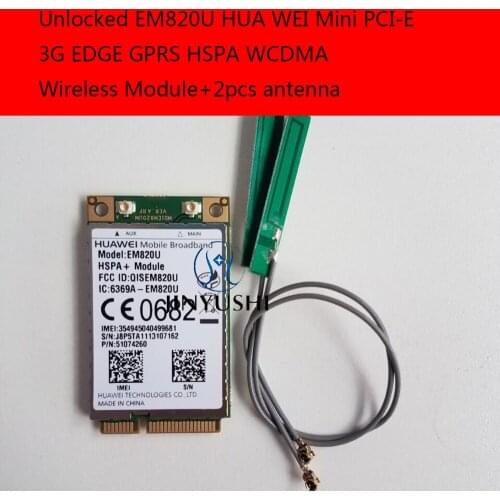 Unlocked EM820U +2PCS 15CM Antenna HUA WEI Mini PCI-E 3G 100% NEW&Original EDGE GPRS HSPA WCDMA Wireless Module in the stock