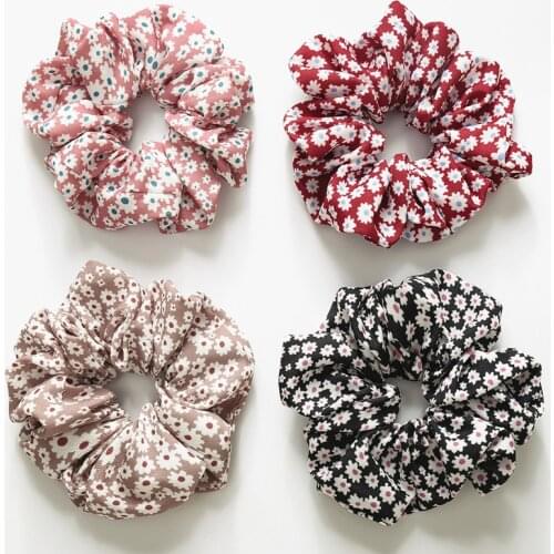 Floral Scrunchies Rubber Hair Ties Elastic Hair Bands Flower Ponytail Holder Cute Hair Scrunchie Women Summer Hair Accessories