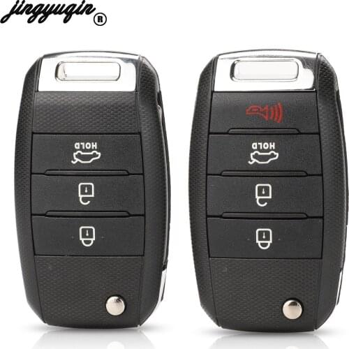 Jingyuqin 3/4 Buttons Remote Flid Folding Key Case Shell Cover Case For KIA Carens Cerato Forte K2 K3 K5 Car Fob Cover