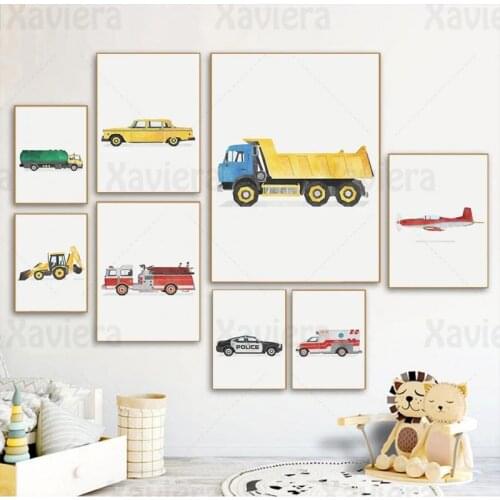 Transportation Poster And Print Fire Truck Ambulance Car Airplane Fighter Wall Art Canvas Painting Wall Pictures Home Decoration