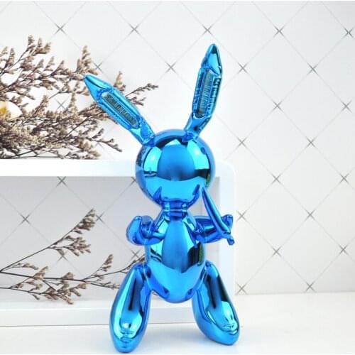 BALLOON RABBIT SHINY MODERN ABSTRACT HOME DECORATIONS ART ORNAMENT RESIN CRAFTS SCULPTURE CREATIVE GIFTS