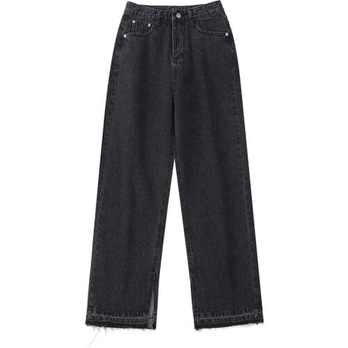 2021 New Womens Jeans Spring Casual Harajuku Streetwear High Waist Straight Denim Trouser Baggy Vintage Femme Wide Leg Pants