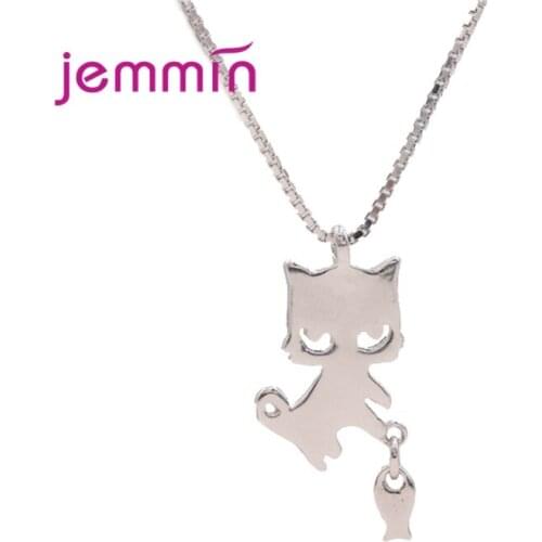 925 Sterling Silver Trend Cat Statement Chain Necklace For Women Girls Best Friend Gifts Fashion Jewelry Wholesale