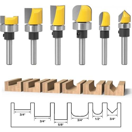 1/6Pcs Router Bit 6mm Shank Milling Woodworking Trimming Engraving Cutting Tool Durable High Hardness Wood Cutting Router Bit