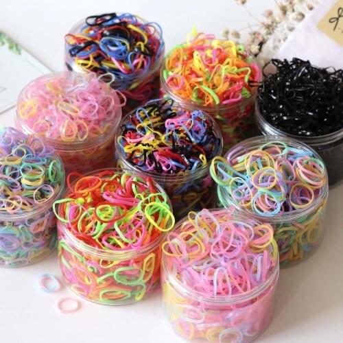 1000PCS Cute Girls Colourful Ring Disposable Elastic Hair Bands Ponytail Holder Rubber Band Scrunchies Kids Hair Accessories