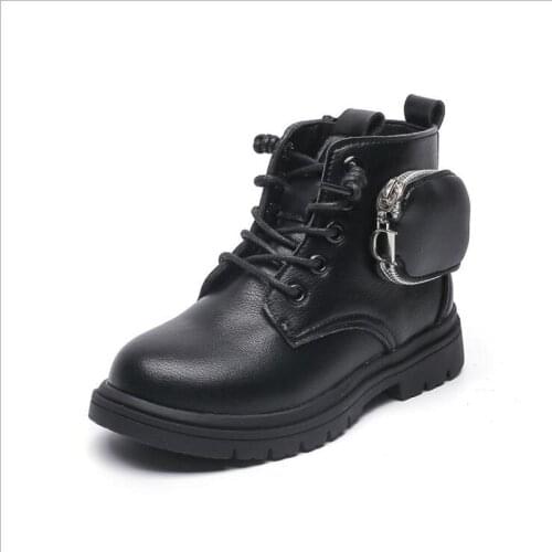 2020 Girls Martin Boots Shoes Children Warm Boots small leather bag British style soft bottom increased strap Martin boots