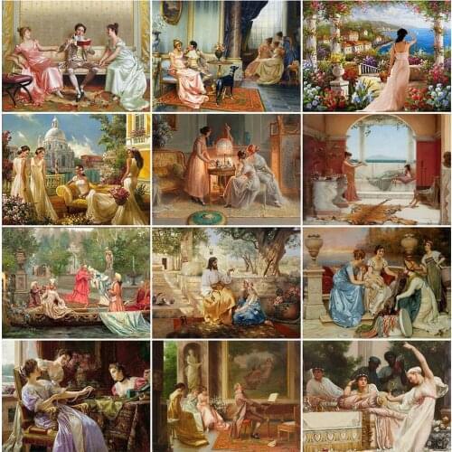 5D Diamond Embroidery Pastoral Noble Lady Art Painting Children Photo Full Drill Mosaic Cross Stitch Rhinestones Picture