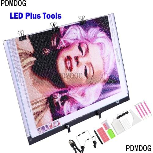 A3/A4/B4/A5 LED lamp pad for diamond painting, USB-powered lamp board kit, adjustable brightness with fixing clip