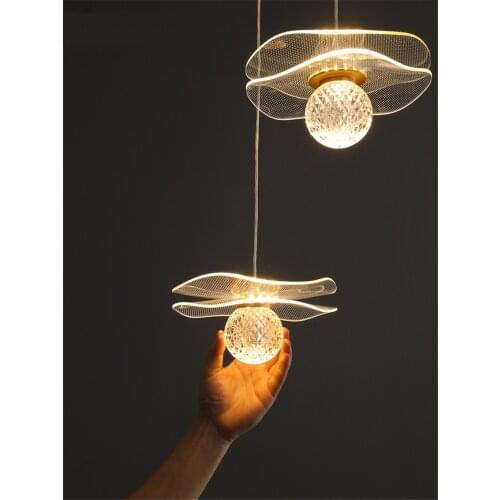 Nordic lotus Acrylic crystal pendant lights restaurant dining room modern bar hanging line pendant lamps luxury bedroom fixtures