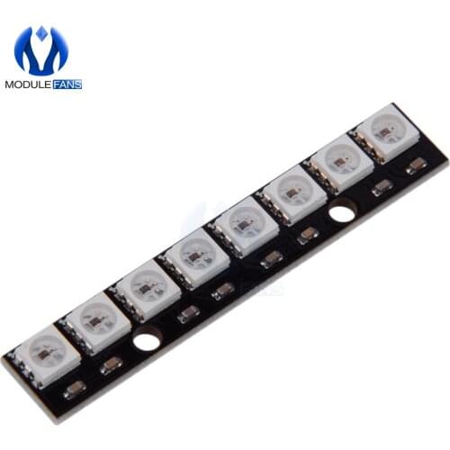 Black 8 Channel WS2812 5050 RGB 8 LEDs Light Built-In Full Color-Driven Development Board Strip Driver Board for Arduino