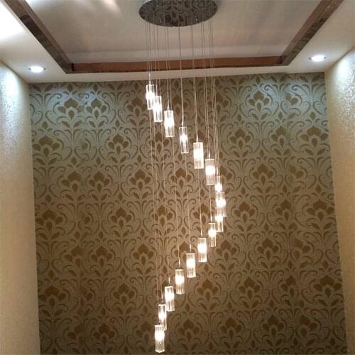 Duplex staircase chandeliers modern staircase chandelier LED crystal chandelier rotating staircase lamp long chandelier