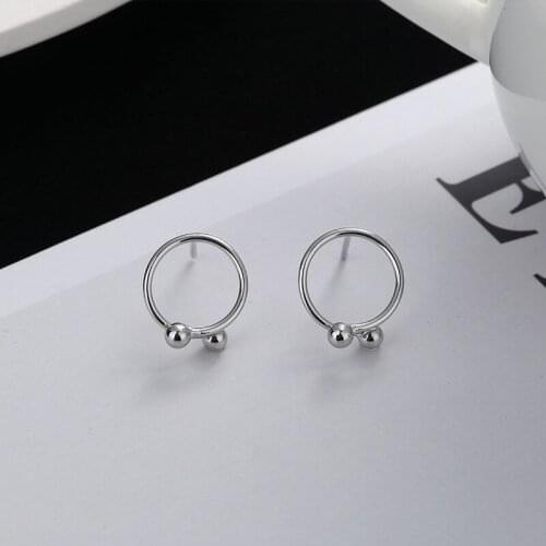 Peas Cross Line Stud Round Earrings For Women Simple Design Geometric Fashion Korean New Trendy Hot Punk Lady Jewelry BOYULIGE