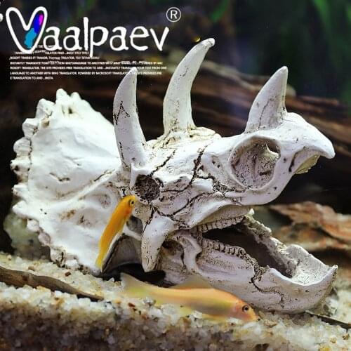 Simulation Triceratops Dinosaur Head Dragon Skull Action Figure for Aquarium Fish Tank Landscaping Decoration Toys DIY Crafts