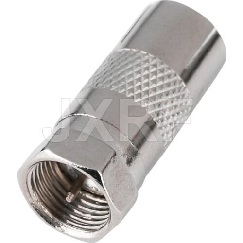 JXRF Coaxial Adapter F Male Plug to TV Female Jack Straight Nickel plated F to TV Connector For TV Antenna