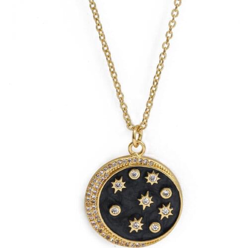 Wish Card 2021 Space Pendant Necklace Star Blue Moon Coin Charm Gold Jewelry Fashion Planet Turkey Necklaces Gift for Friends