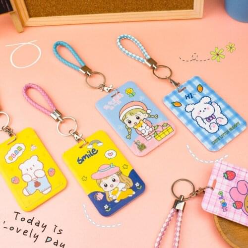 Korean Ins Cute Cartoon Card Cover Key Chain Fashion Card Bag Bank Credit Card Holder Student ID Bus Card Protect Keyring Gifts