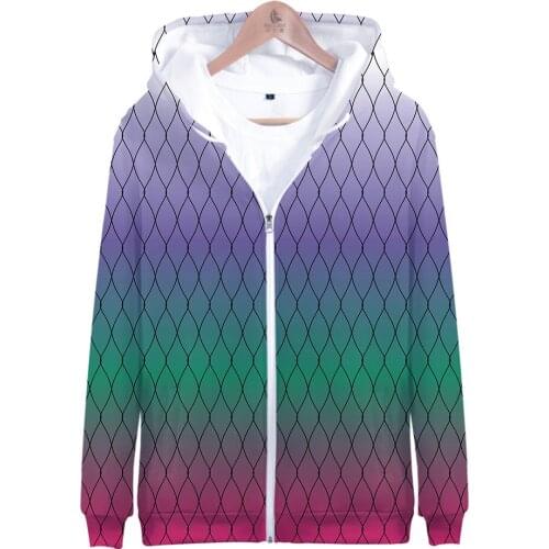 Anime Demon Slayer Kimetsu No Yaiba Tanjirou Nezuko Zenitsu Tomioka Giyuu Cosplay Costume Zipper Hooded Jacket for Halloween