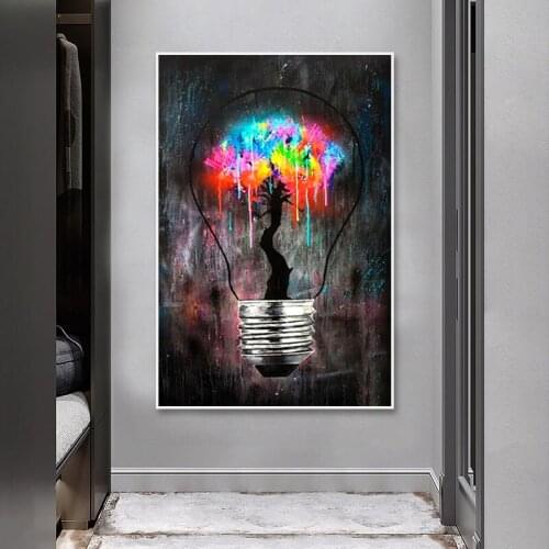 Colorful Light Bulb Posters And Prints Graffiti Art Canvas Paintings HD Print Decoration Pictures Modern Living Room Decor Mural