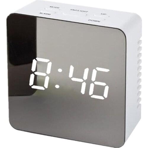 Creative Mirror Alarm Clock Multi-Function LED Clock Makeup Mirror Alarm Clock Battery Plug-In Dual-Use