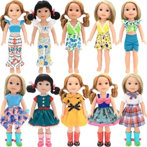 Doll Clothes Princess Dress Suits Pants For 14 Inch Wellie Wisher & 32-34 Cm Paola Reina Doll,College Style Summer Swimsuit,Gift
