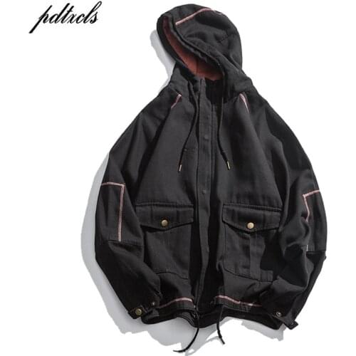 Hot Japan Style High Street Fashionable Vintage Panelled Embroidery Mens Hooded Jackets Autumn Casual Male Safari Style Coats
