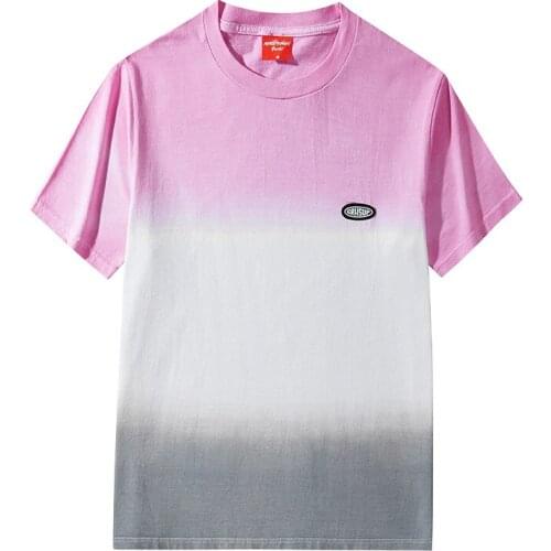 21 Summer New Mens Color Matching Fashion Pure Cotton Short Sleeve T-shirt Mens Loose Casual T-shirt Tide Brand Half Sleeve T