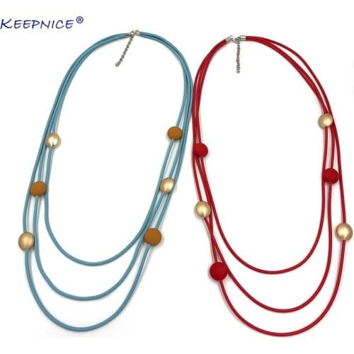 New Women Punk Rubber Multi Chains Necklace Jewelry Fashion Long Sweater Chain Acrylic Rubber painted Square Casual Jewelry
