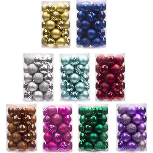 New 34pcs/Lot 4cm Color Decoration Ball Christmas Tree Hang Ornaments Shiny Bauble Ball For Home House Bar Party Decor