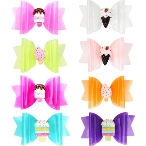 Oaoleer New 3Inch Adorable Pool Bows Jelly Bows Waterproof Bows Hair Clips Dance Party Bow Hair Clip Matte Textured Glitter Bows