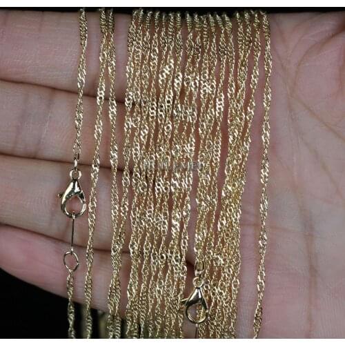 Wholesale Lots 10pcs/lot 2mm KC Gold Color Water Wave Chain Necklaces 16" 18" 20" 24" Fashion Jewelry Necklace Chains