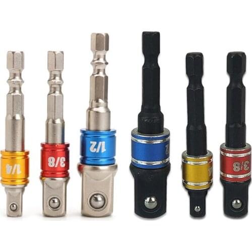 3Pcs Wrench Socket Adapter Drill Bit Hex Shank 1/2 1/4 3/8 With Steel Balls Driver Drill Impact Socket Extension Bit Adapter