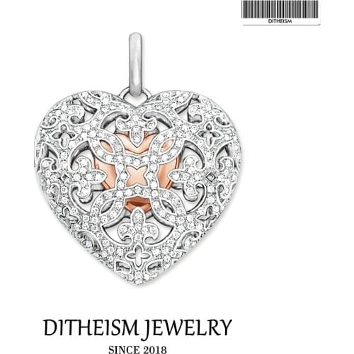 Arabesque Locket Heart Charm Pendant, 2018 New Fashion Jewelry 925 Sterling Silver Romantic Gift For Women Girls Fit Necklace