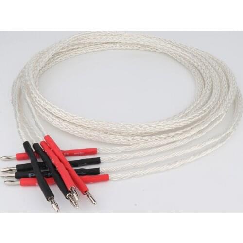Preffair 1Xpair -Silver Plating 8AG On Single Crystal Copper Audio Amplifier Speaker Cable Fever Level Speaker Cable