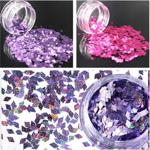 Purple Pink Rhinestone Glitter Star Heart Flower Powder Nail Sticker Set Manicure Decor Accessories DIY Craft Supplies