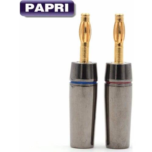 EIZZ Banana Plug 24K Gold Plated Connector Brass Solderless Audio Speaker 4MM Male Jack Connector Lot/4PCS Socket