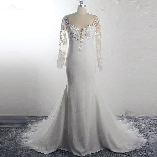 RSW1612 Real Pictures Long Sleeves Lace Wedding Dresses Mermaid Bridal Dress