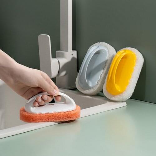 Handle Cleaning Brush Household Decontamination Dishwash Pot Bathtub Tile Floor Sponge Kitchen Clean Brush Wipe Sponge