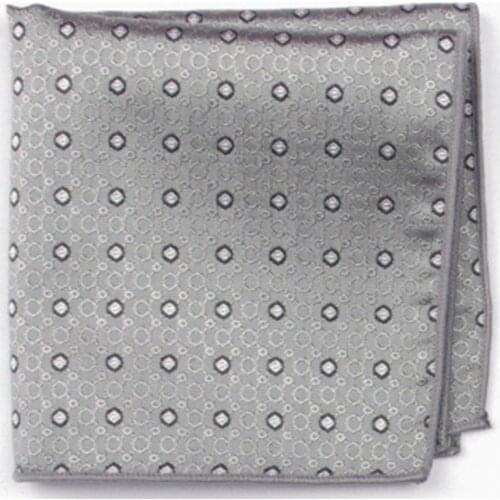 Silver grey patterned pocket square with patterns handkerchief