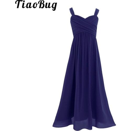 Chiffon Bridesmaid Dresses Pleated Flower Girl Dress Little Girls Pageant Wedding Gown Birthday Party First Communion Dress