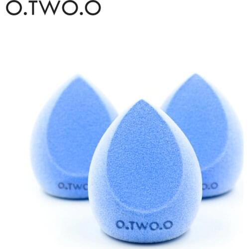 Blue flocking water drop powder puff oblique cut two knife three-dimensional powder puff dry and wet dual makeup eggs