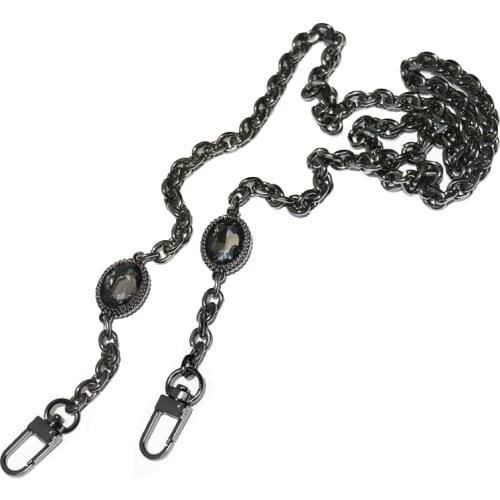 DIY Replacement 7mm Gun Black Chain Purse Strap Shoulder Crossbody Bag Strap for Pnone Cases, Clutch Bags, Small Handbags