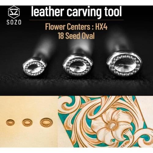 SOZO HX4 Lather Carving Tool Flower Centers 18 Seed Oval DIY Handmade Stamping-Print Embossing Stamps 304 Stainless Steel