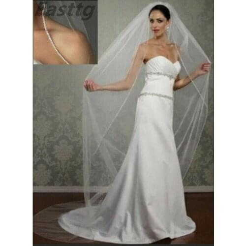 Champagne White Ivory Wedding Accessory 3M Cathedral Crystal Edge Wedding Veil Custom Made Length 1 Tier Bridal Veil With Comb