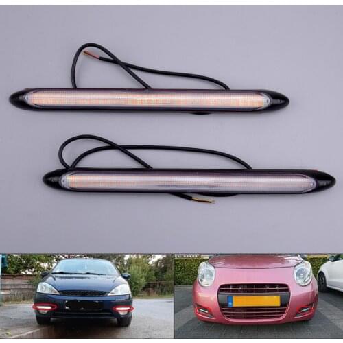 Universal 2Pcs LED Sequential Daytime Running DRL Turn Signal Light Strip 12V for Cars Trucks Trailers SUV Waterproof