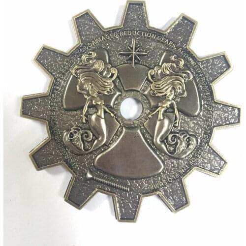 Gear Shape Antique Plating Military Challenge Coin