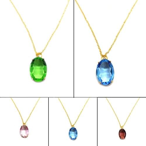 Womens Crystal Necklace Fashionable and Attractive Stainless Steel Necklace Oval Crystal Pendant Clothing for Banquet Weddings