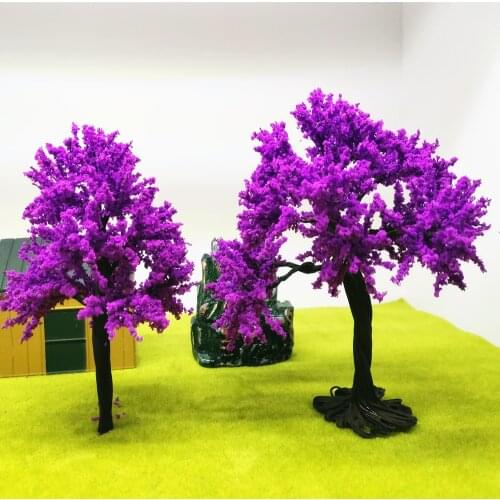 1-3pcs Handicraft building model material hand-made model tree simulation tree purple flower tree miniature building build house