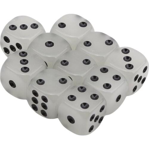 10PCS 14MM 6 Side Silver Dice-cubes Luminescent Night Light Fun Night Bar Entertainment Gaming Dices Party Table Game Supplies