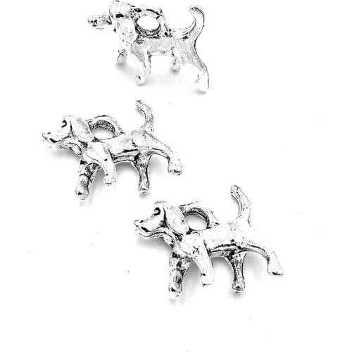 20pcs Dogs charms pendant 13x17mm antique silver ornament accessories jewelry making DIY base material
